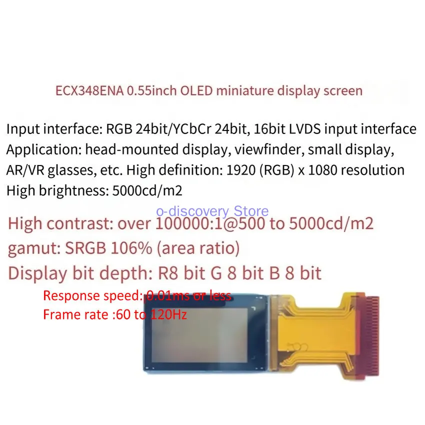 0.55-inch ECX348ENA High-definition 1080P Micro OLED Display Screen with AR/VR for Head Mounted Display