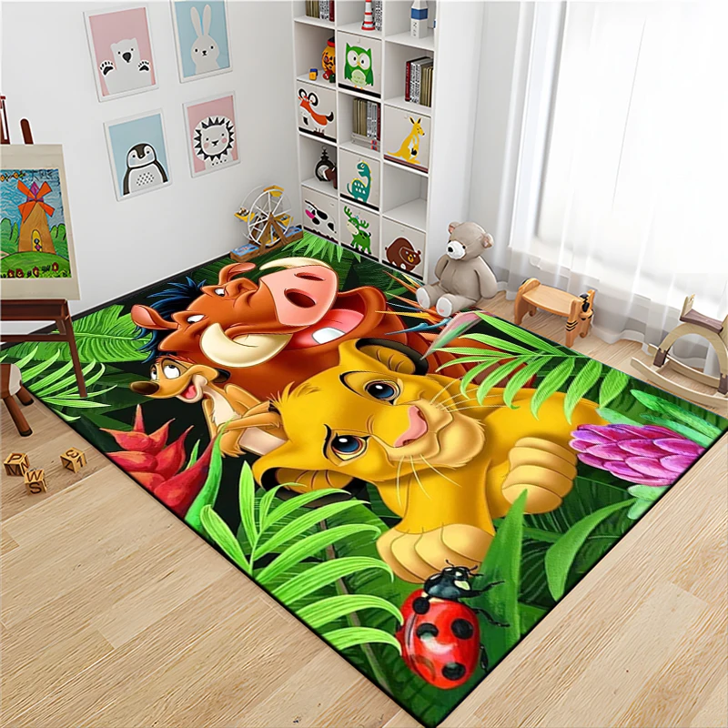 Alfombras de área grande con dibujos animados de Disney, El Rey León, alfombras para el hogar, sala de estar, dormitorio de niños, sofá, felpudo,