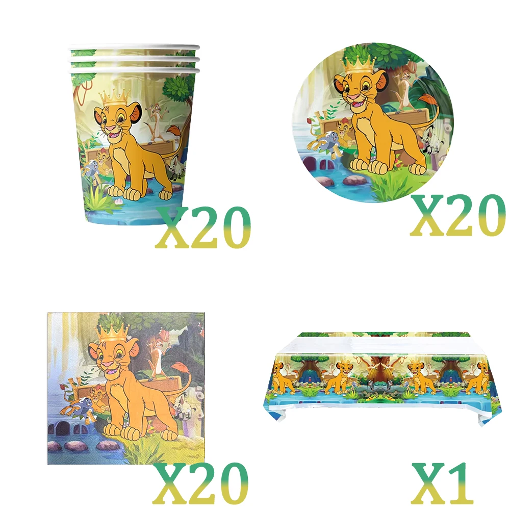 König der Löwen Simba Geburtstagsdekoration Partyzubehör Cartoon-Becher Teller Servietten Tischdecke für Kindergeburtstag Geschenk Babyparty – Detail 11