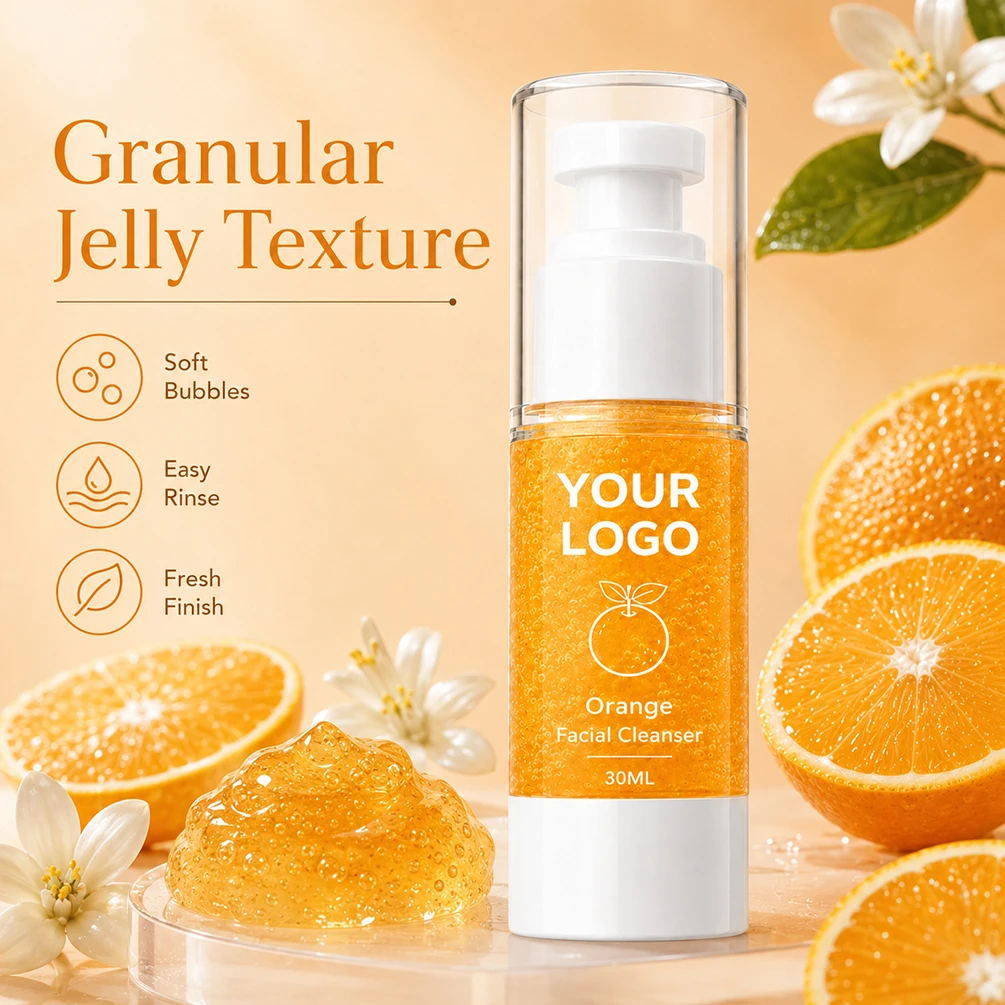 Private Label 30ML Orange Facial Cleanser Vegan Makeup Remover Foaming Wash Wholesale with Custom Logo Face Foundation