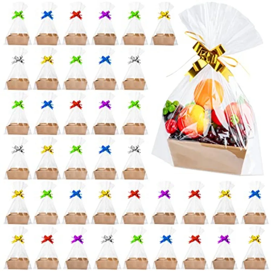 

138 Pcs Empty Gift asket t 40 Cardoard 8 x 6 x 3 Inces Empty askets for Gifts wit andles 50 ags 48 Multicolor ows for Party Wed