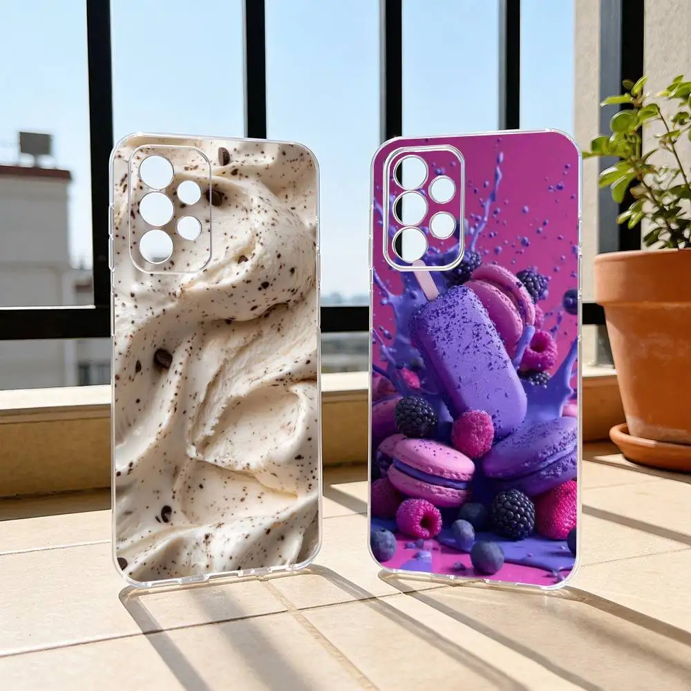 Fashion Pink Melting Ice Cream  Phone Case For Samsung S25,S24,S21,S22,S23,S30,Ultra,S20,Plus,Fe Transparent Cover
