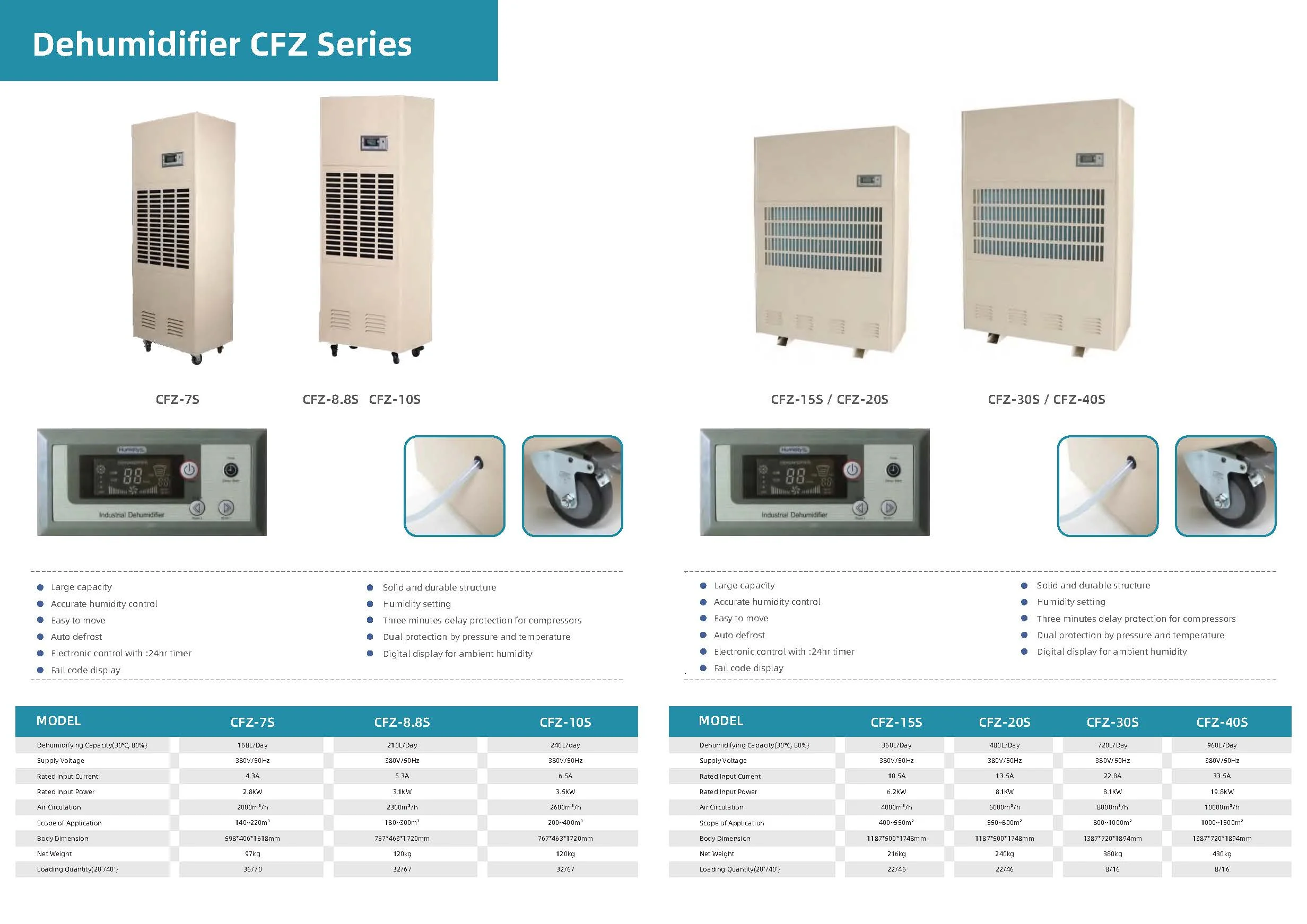 CFZ-30s 2023 New industrial dehumidifier  720L/DAY for factory