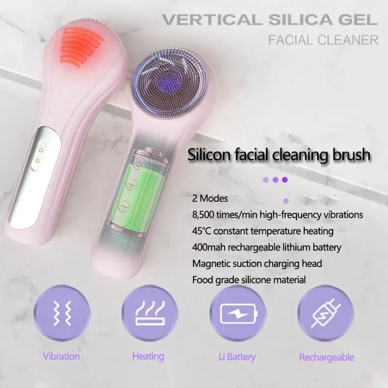 Silicone Face Cleaner Electric Sonic Facial Cleansing Brush Ultrasonic Vibrating Face Massager Mini Pore Deep Cleaning