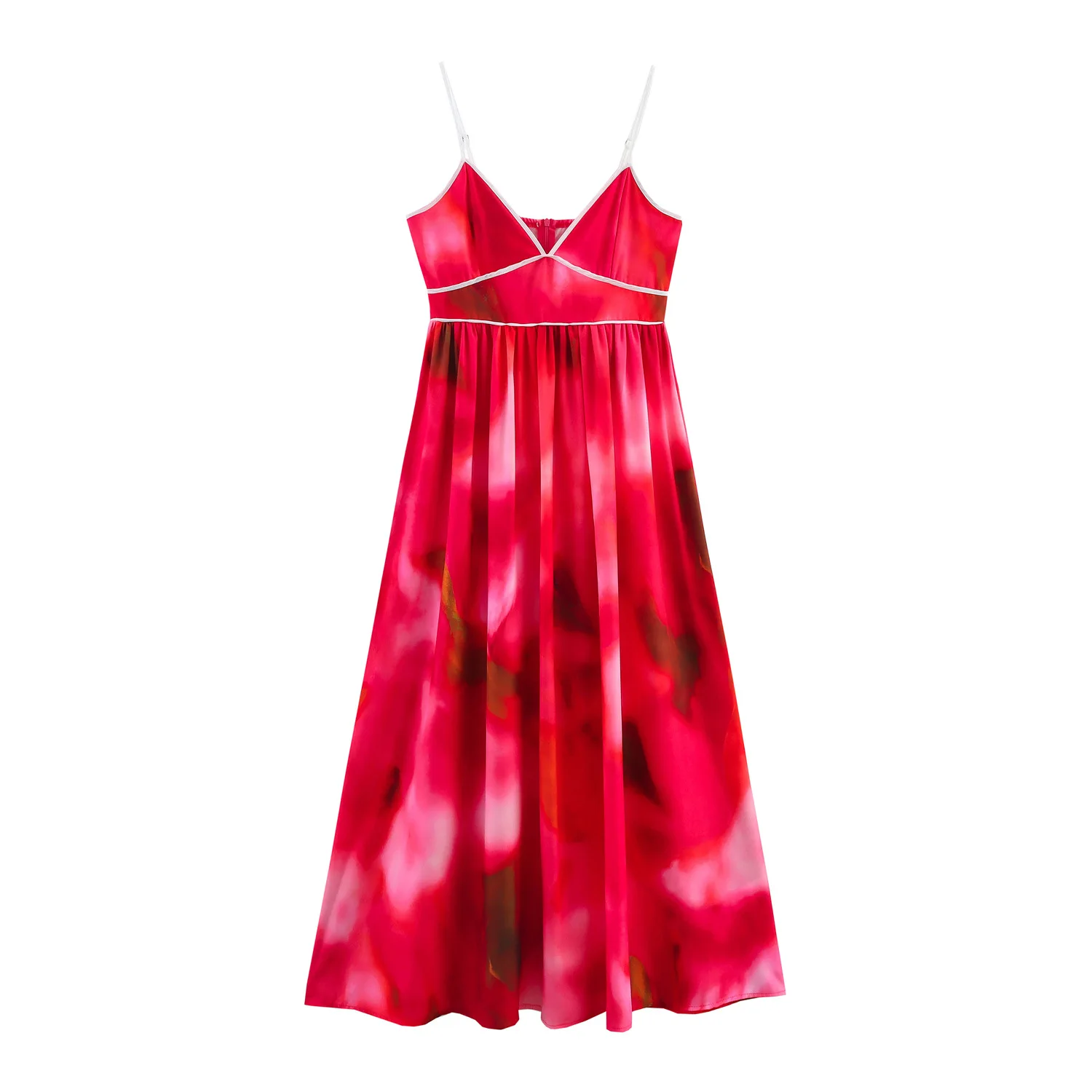 

2025 Summer Women's New Dress Casual Fashion Versatile Simple Temperament Vacation Style Waist Tie Dyeing Strap Skirt