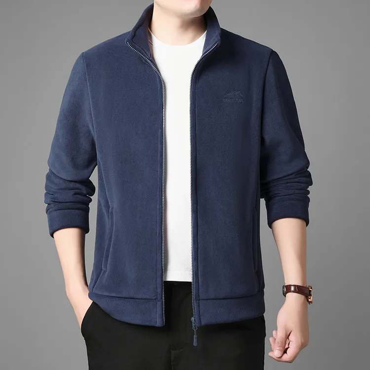 

Men's Fce Lined Zipper Thiened Cardigan Jaet Autumn Winter New Sle Busin Casual Warm Outerwear Coat for Middle-Aged