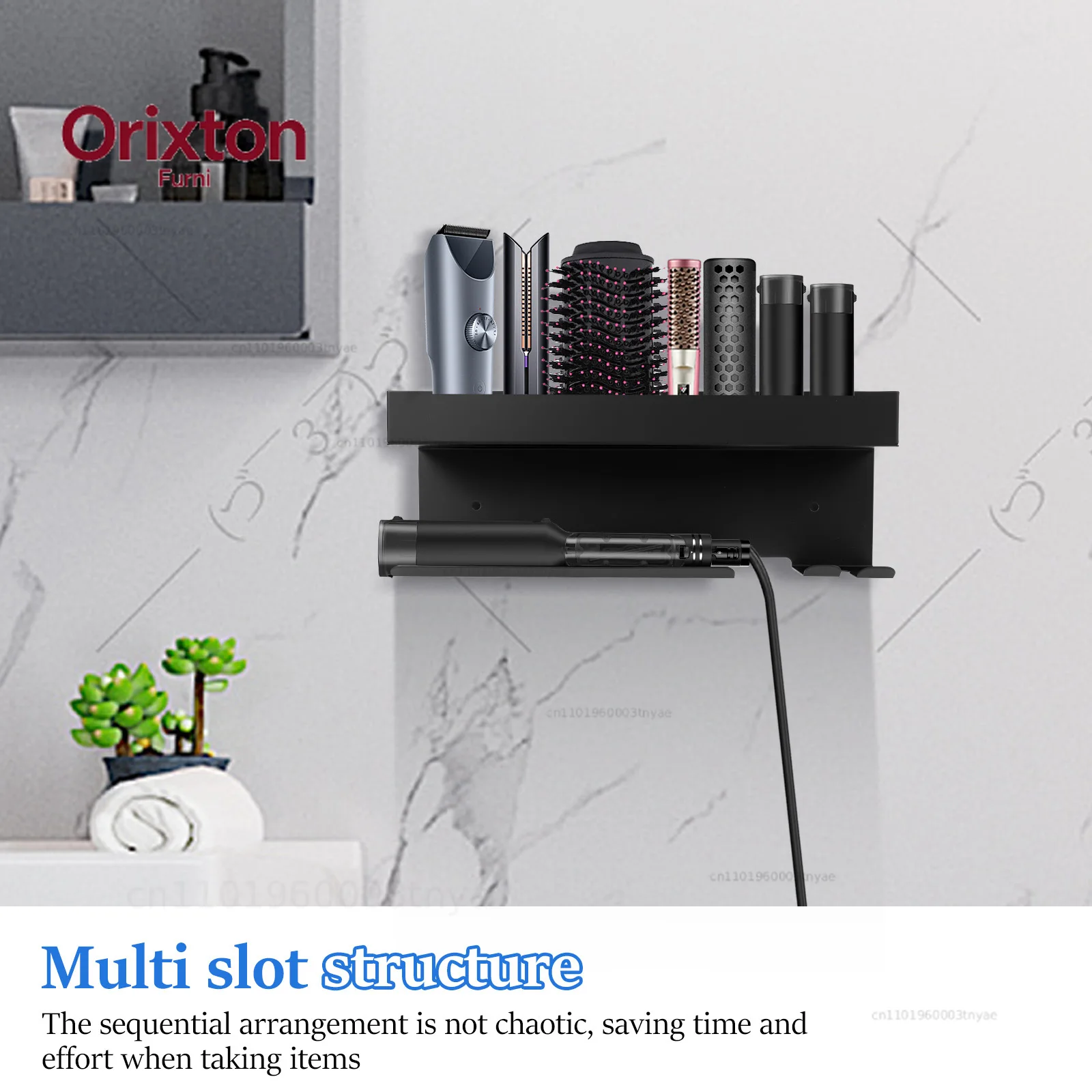 Hair Dryer Holder with Dedicated Plug Slot Wall Mount Dual Layer Thickened Hair Tool Organizer for Household Hairdresser