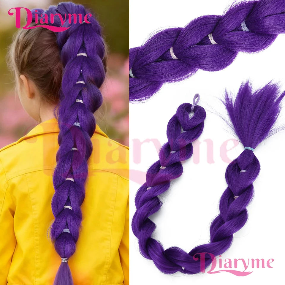 

Purple Synthetic Braided Wig Elastic Style Ponytail Braided Wig is Suitable for Novice Girls to Wear in Holiday Activities