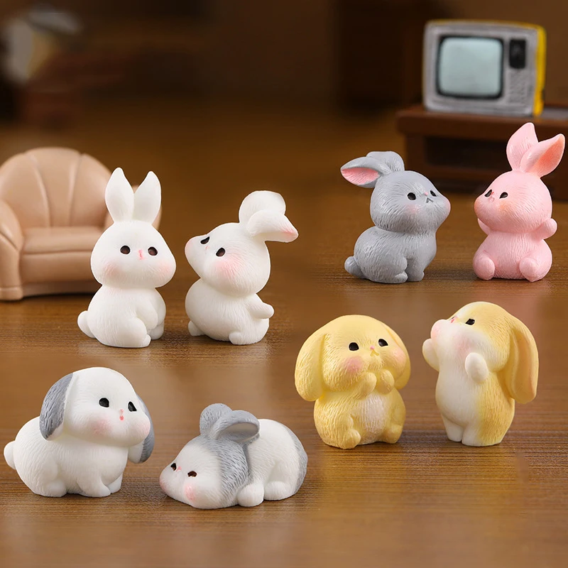 

2/5/10pcs Micro Landscape Creative Cute Rabbit Family Animal Doll Decoration Accessories Mini Desktop Resin Small Ornament