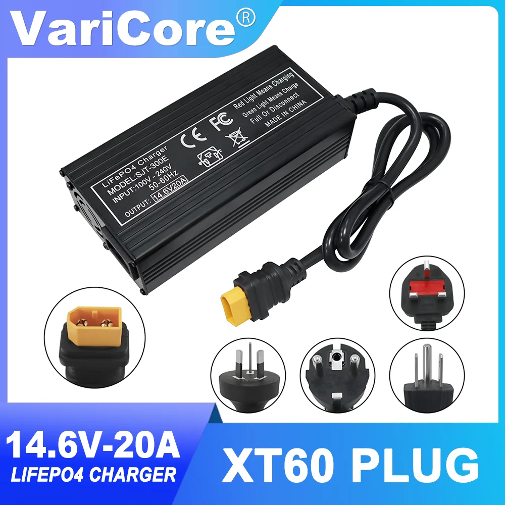 VariCore 14.6V 20A Smart Lifepo4 Battery Charger 110-220V 4S 12V High Power Charger For Lithium iron Phosphate Battery Pack