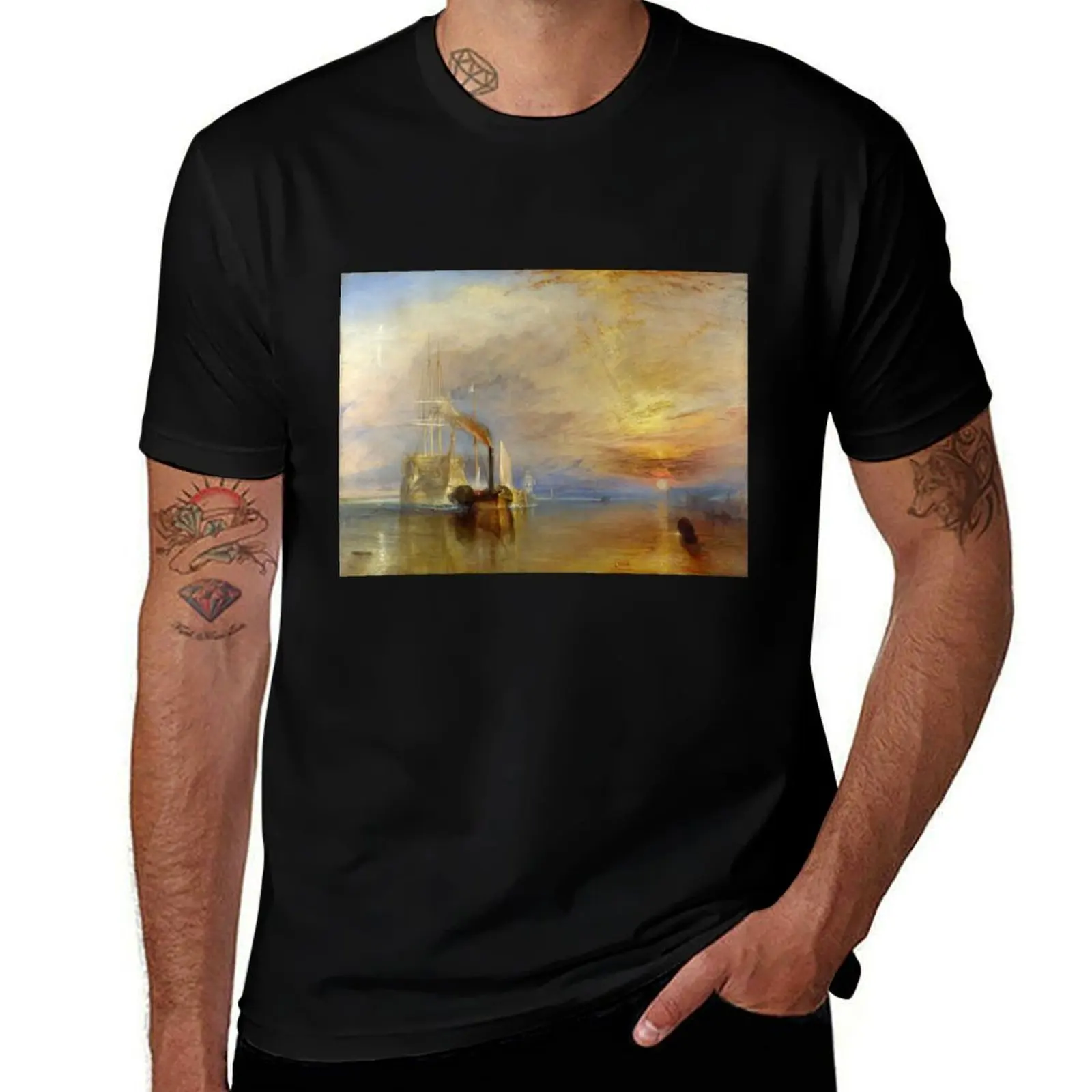 The Fighting Temeraire by J. M. W. Turner (1838) T-Shirt Basic Simple Design Short Sleeve Shirt T-Shirt
