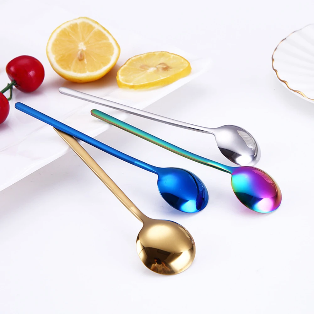 Stainless Steel Spoon Fruit Coffee Ice Cream Dessert  Teaspoons Home Kitchen Dining Tableware