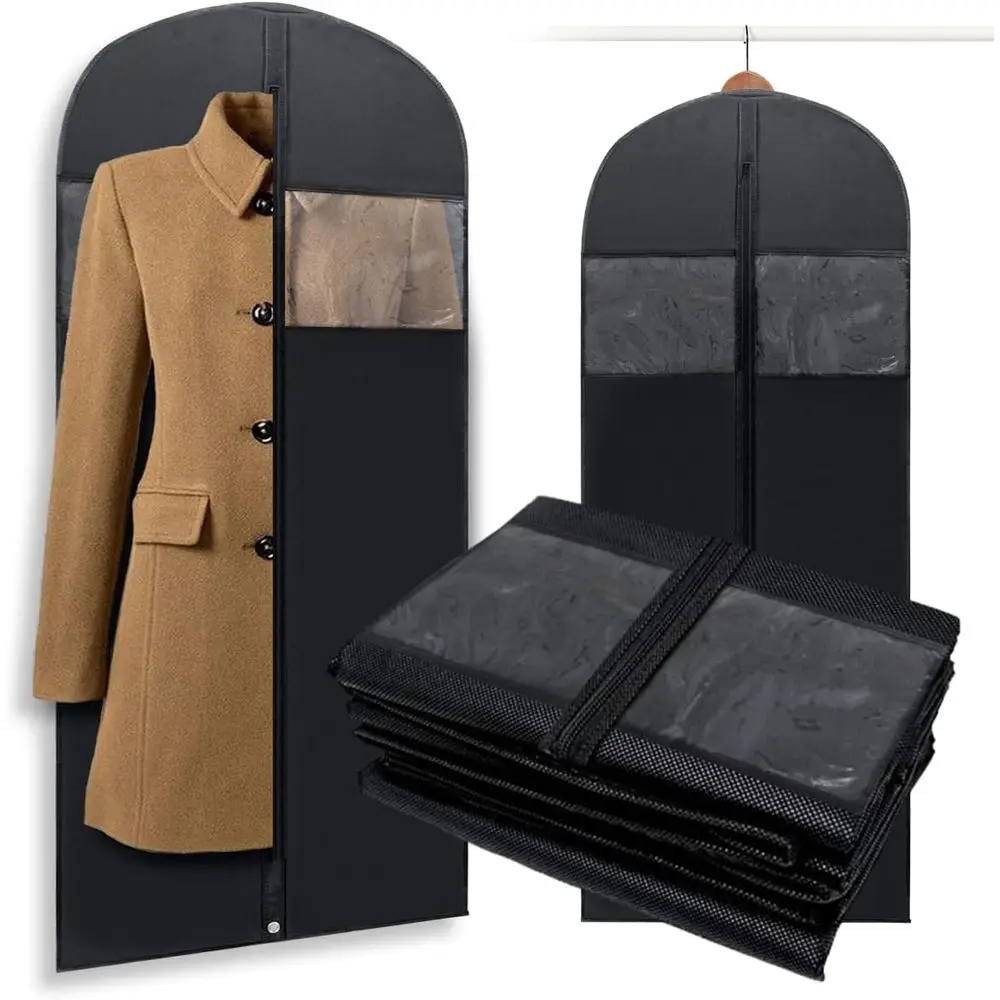 

60 Travel Garment Bags for Men's Suits and Women's Clothing with Zipper and Clear Window (60-Pack)