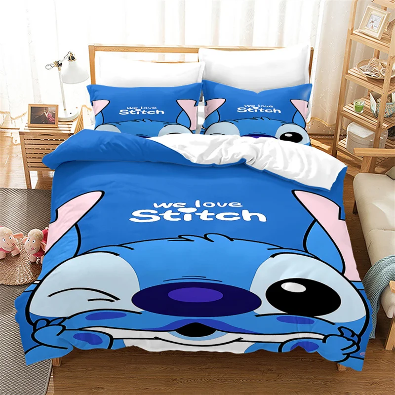 Stitch Bedding Set Cartoon Bedspread Single Twin Full Queen King Size Bedclothes Children's Boy Bedroom Bed Set