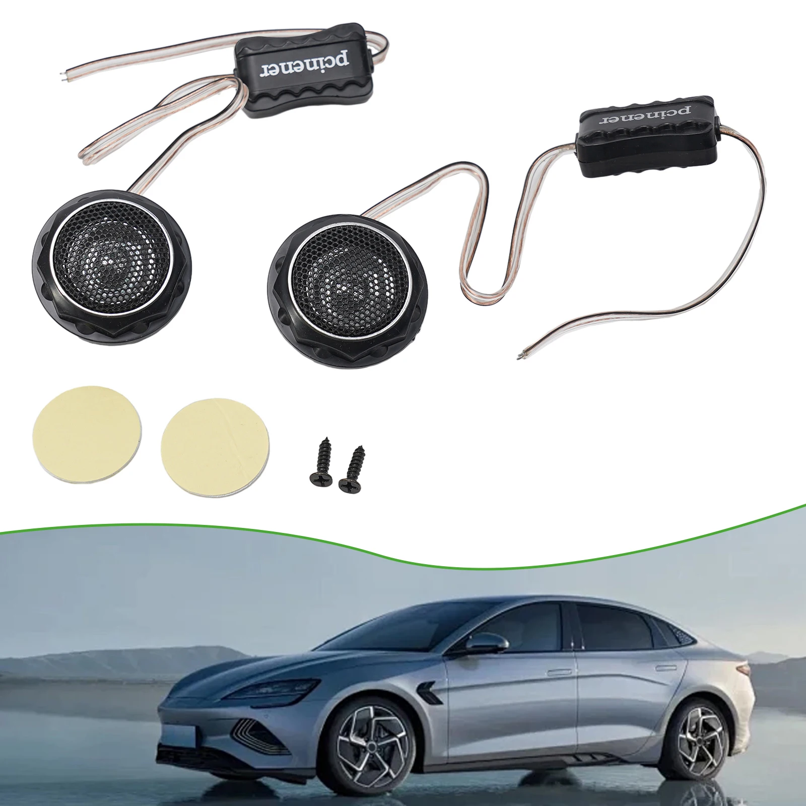 1 Set Car Speaker Double Side Tape High Frequency Capacitor Car Audio Dome Tweeters Speakers 140W 12V 3.5KHz-25KHz T280 Tweeters