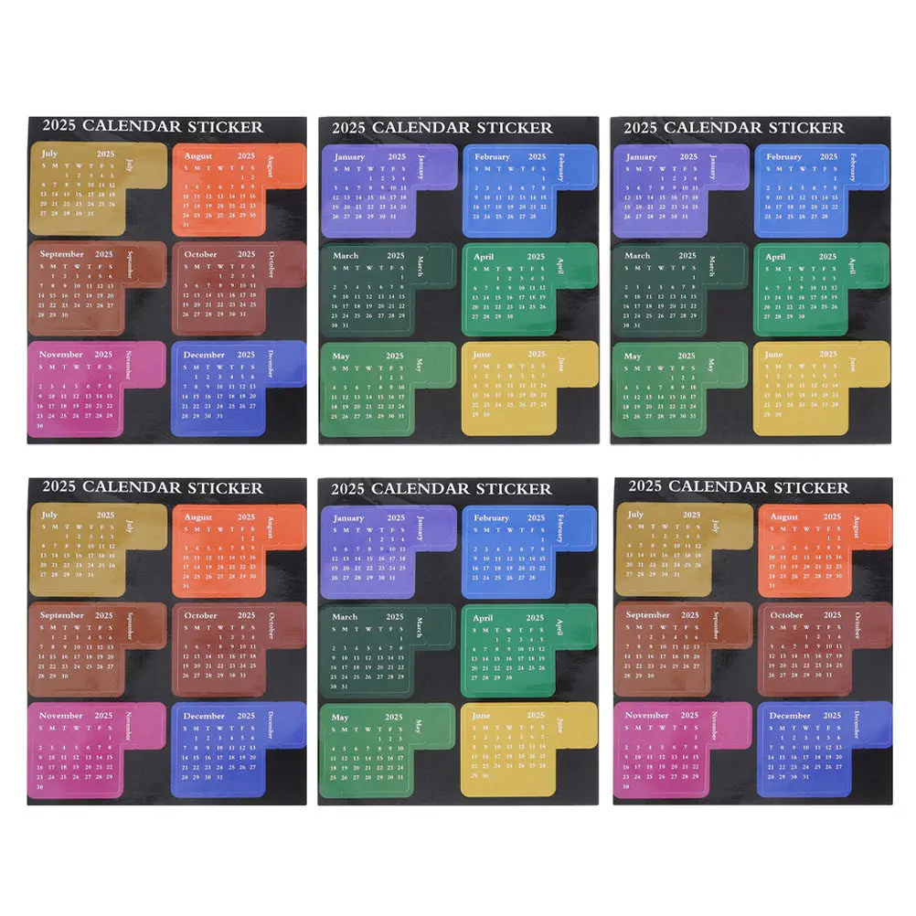 

Набор из 3 многофункциональных цветных стикеров-индексов для календаря, самоклеящиеся ежемесячные разделители для планировщика на 2025 год, для офиса