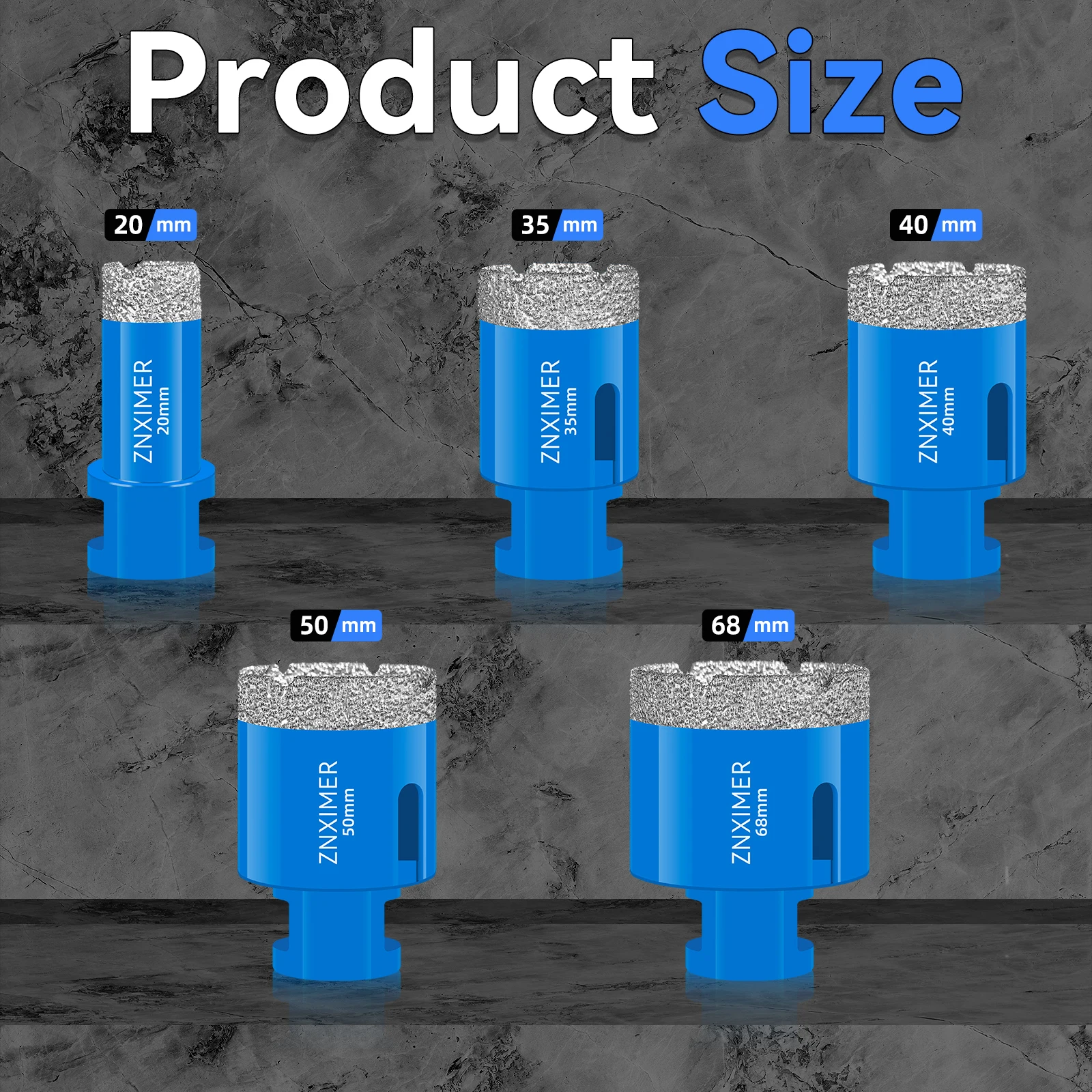 5 Pcs Dry Drill M14 Thread Brazing Hole Saw Set Porcelain Tiles Crowns Granite Marble vitrified tile Drill Bits Tools