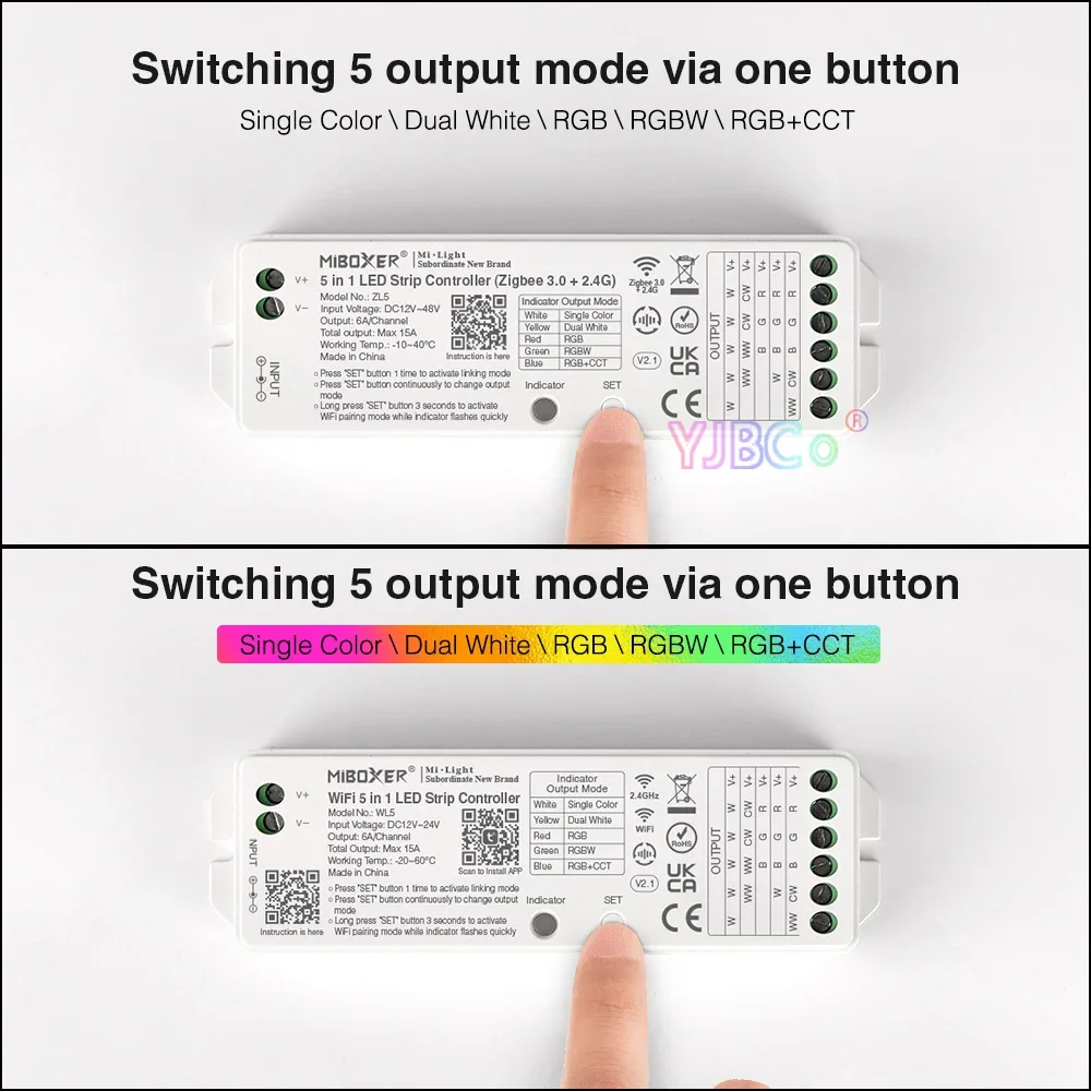 Imagem -03 - Miboxer Led Strip Controller Zigbee 3.0 2.4g Wifi 2.4g em Única Cor Duplo Branco Rgb Rgbw Rgbcct