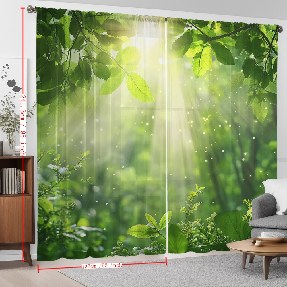 Luxury Botanical Leaf Curtain Drapes Sunlight Filtering Window Curtains Tropical Greenery Privacy Boho Nursery Decor Window Trea