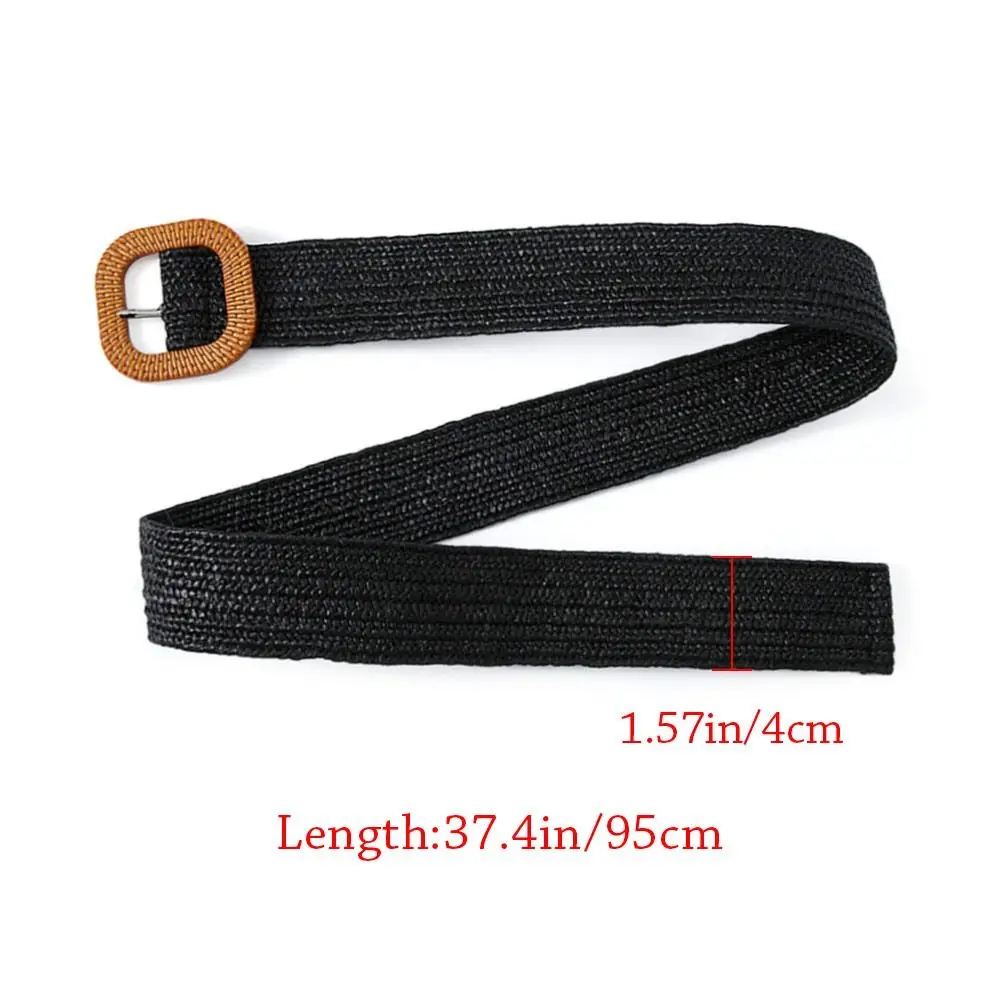 Bohemian Straw Woven Belt for Women Summer Straw Braided Belt Fashion Female Wide Waistband Waist Belt Black Khaki Beige Blue