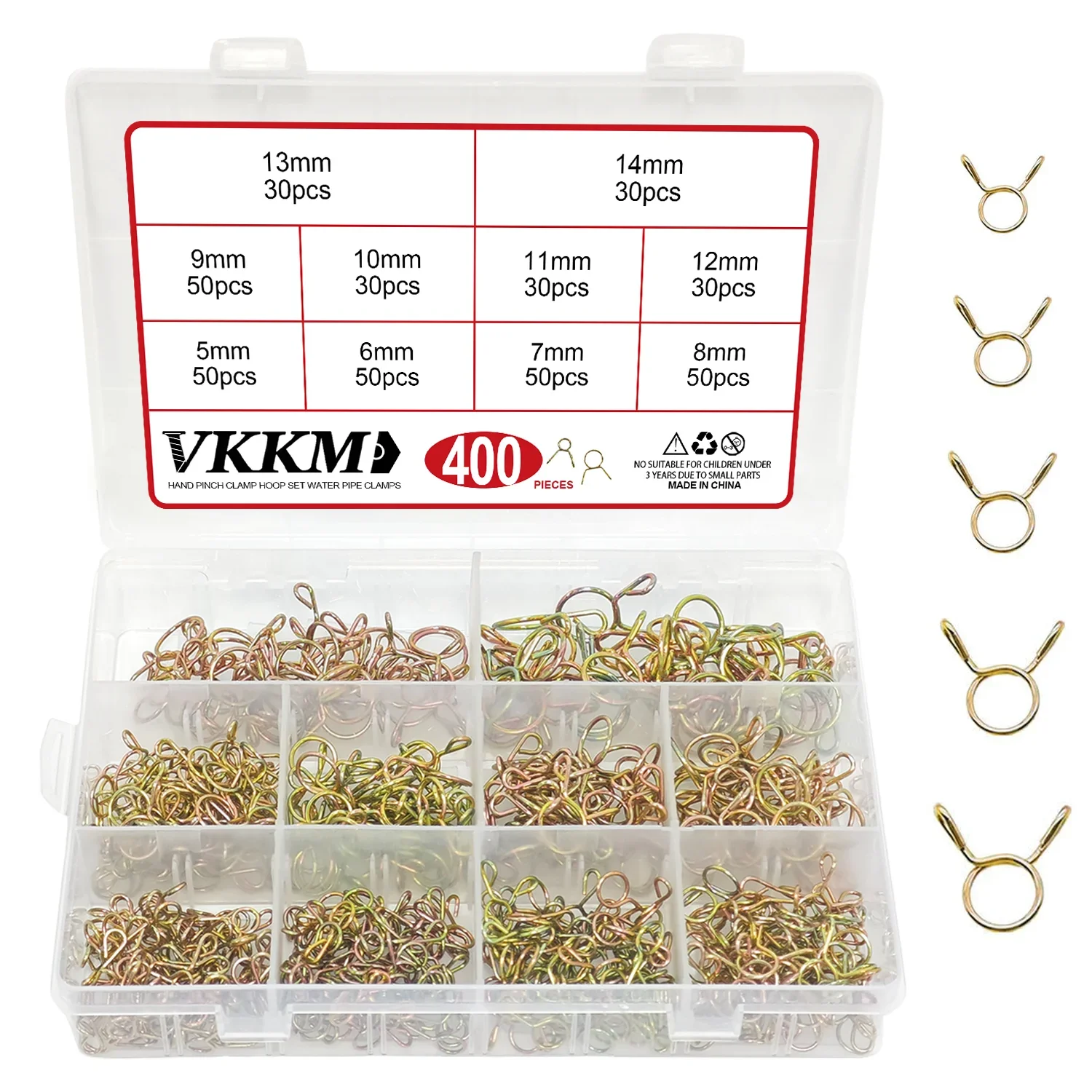 

VKKM Multi-Specification Pipe Clip Set, 400pcs, 304 Stainless Steel, Easy to Install