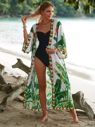 Beach Kimono Africa Printed Cover Ups for Swimwear Women Self Belted Tunic Pareo Summer Wrap Dresses Dropshipping Sales