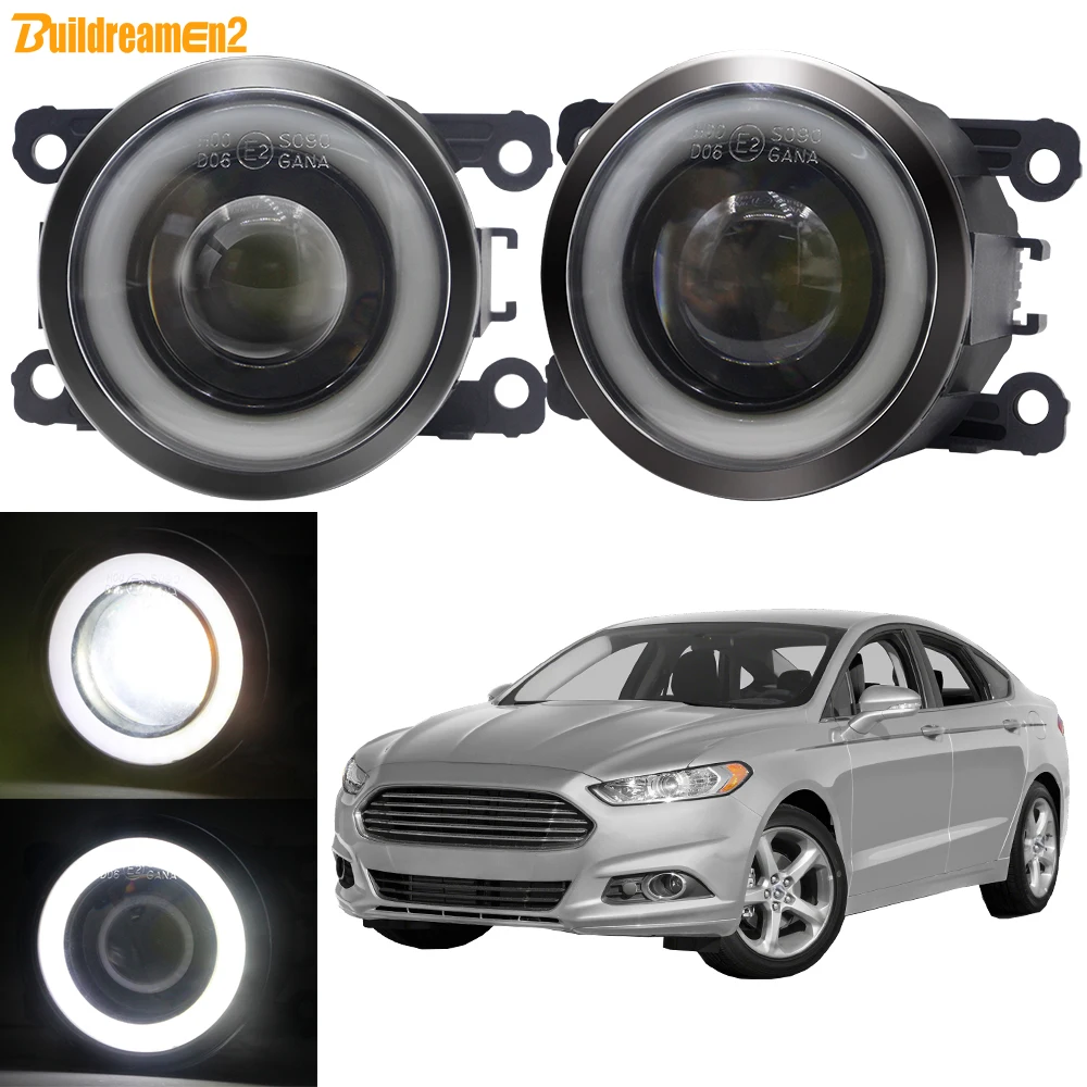 2 Pcs 30W Car Front Fog Light Angel Eye DRL H11 LED Fog Daytime Running Lamp For Ford Fusion Sedan 2013-2016 (America Model)