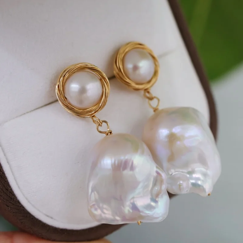 

SGARIT Trending 14k Filled Gold Earring Jewelry Freshwater Baroque Pearl Earrings Jewellery for Women