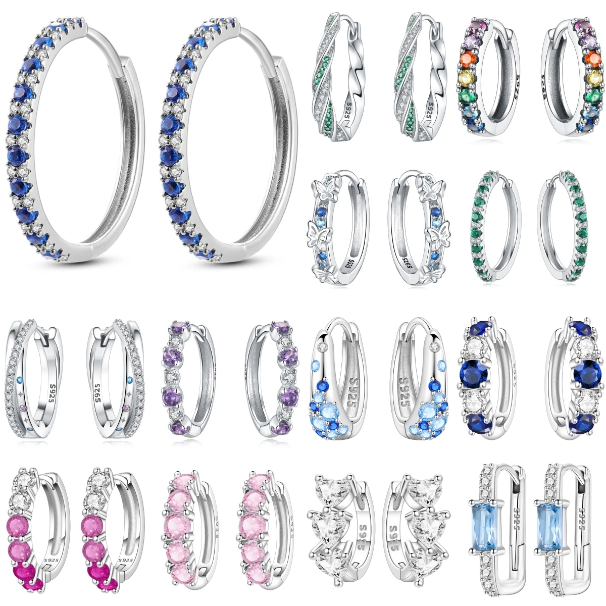

CYCUFF 925 Sterling Silver Aquamarine Big Round Hoop Earring Zircon Trend 2025 Woman Girls Wedding Party Fashion Women's Earring