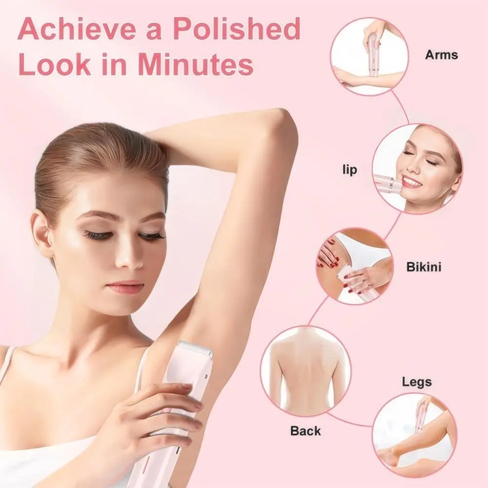 

Женская электробритва с двойной головкой, водонепроницаемая, перезаряжаемая, безболезненная, для удаления волос на ногах, руках, бикини, подмышек, лица