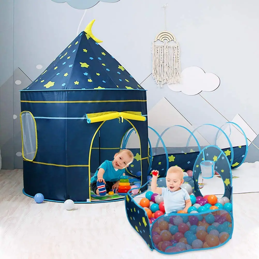 3 in 1 Children Toy Tent Play House Ball Pool Portable Children Tipi Tents Tunnel Ball Pit Pool Tent Kids Removable Tent Gifts