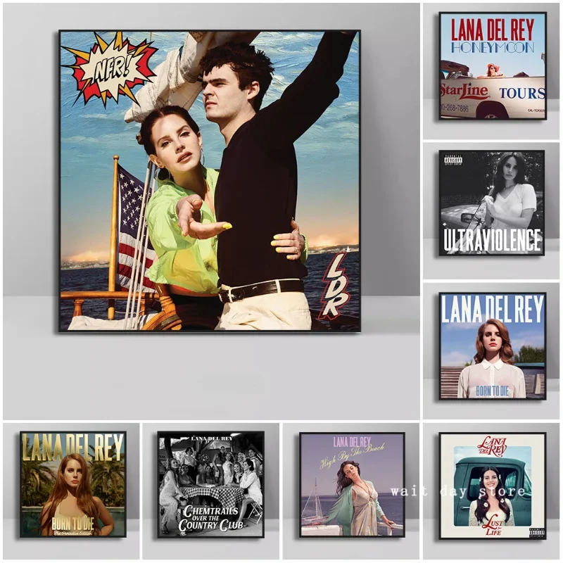 Lana Del Rey Star Musician Poster Album Cover Art Photo Home Decor Canvas Painting Wall Art Picture Aesthetic Room Decor