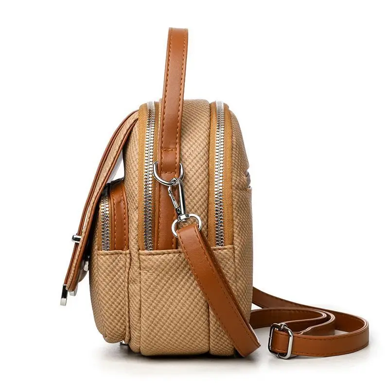 Fashion New Women's Large Capacity Single Shoulder Crossbody Backpack Handheld Soft PU Leather Elegant High-Quality Texture M