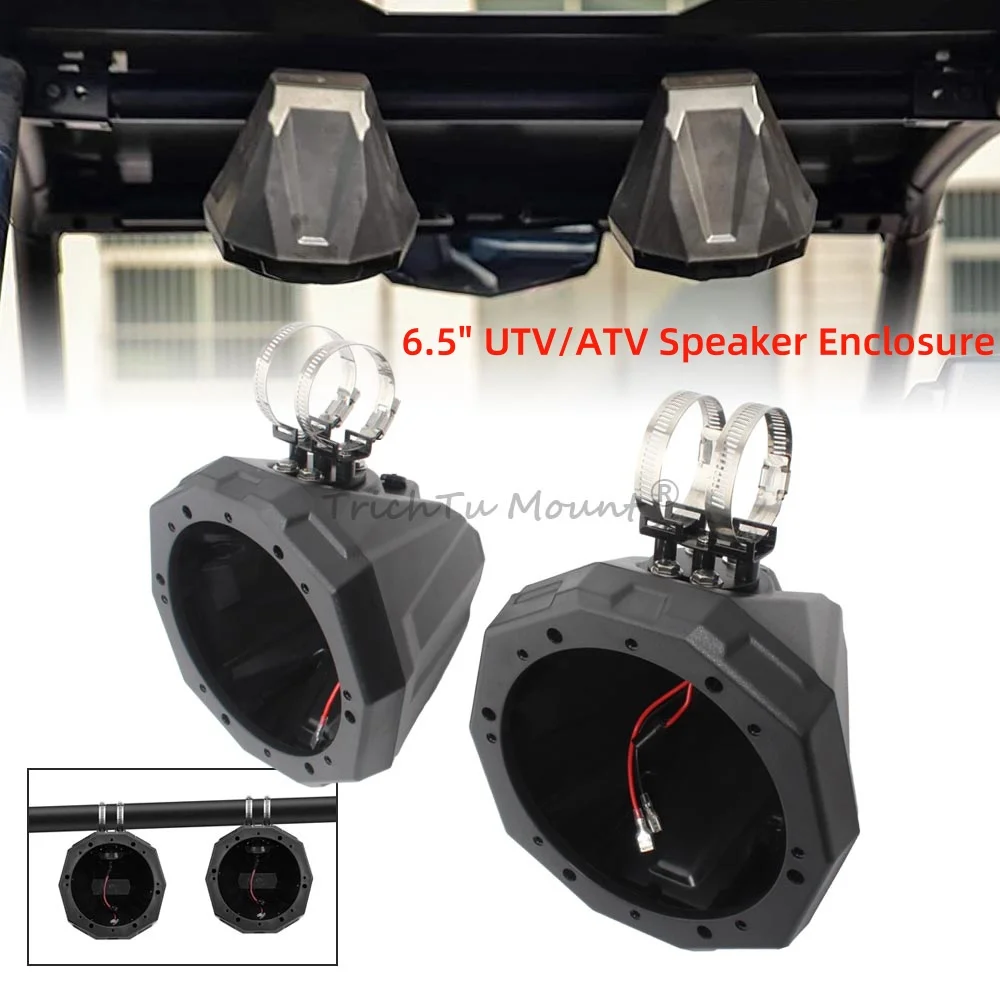 

6.5" UTV ATV Accessories Speaker Enclosure 1.5-2" Clamps Compatible with Polaris RZR 1000 XP For Can-am Maverick X3 Kawasaki