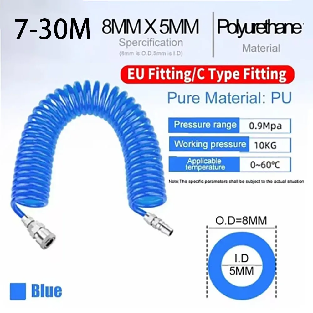 Polyurethane PU Spring Tube Air Compressor Hose 8 * 5mm Dust Gun Air Tube, Pneumatic Tool Accessories