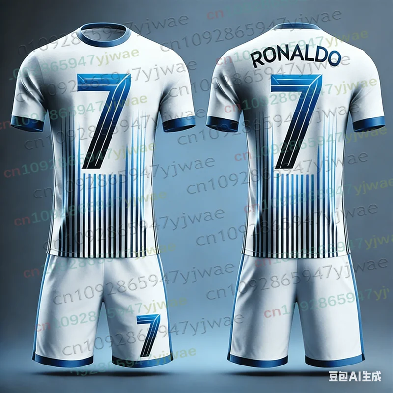 Special Edition Ronaldo No.7 Football Jersey Tee Shorts Set Women Men Sportwear Harajuku Summer Casual Kid Tshirt Or 2 Piece Set