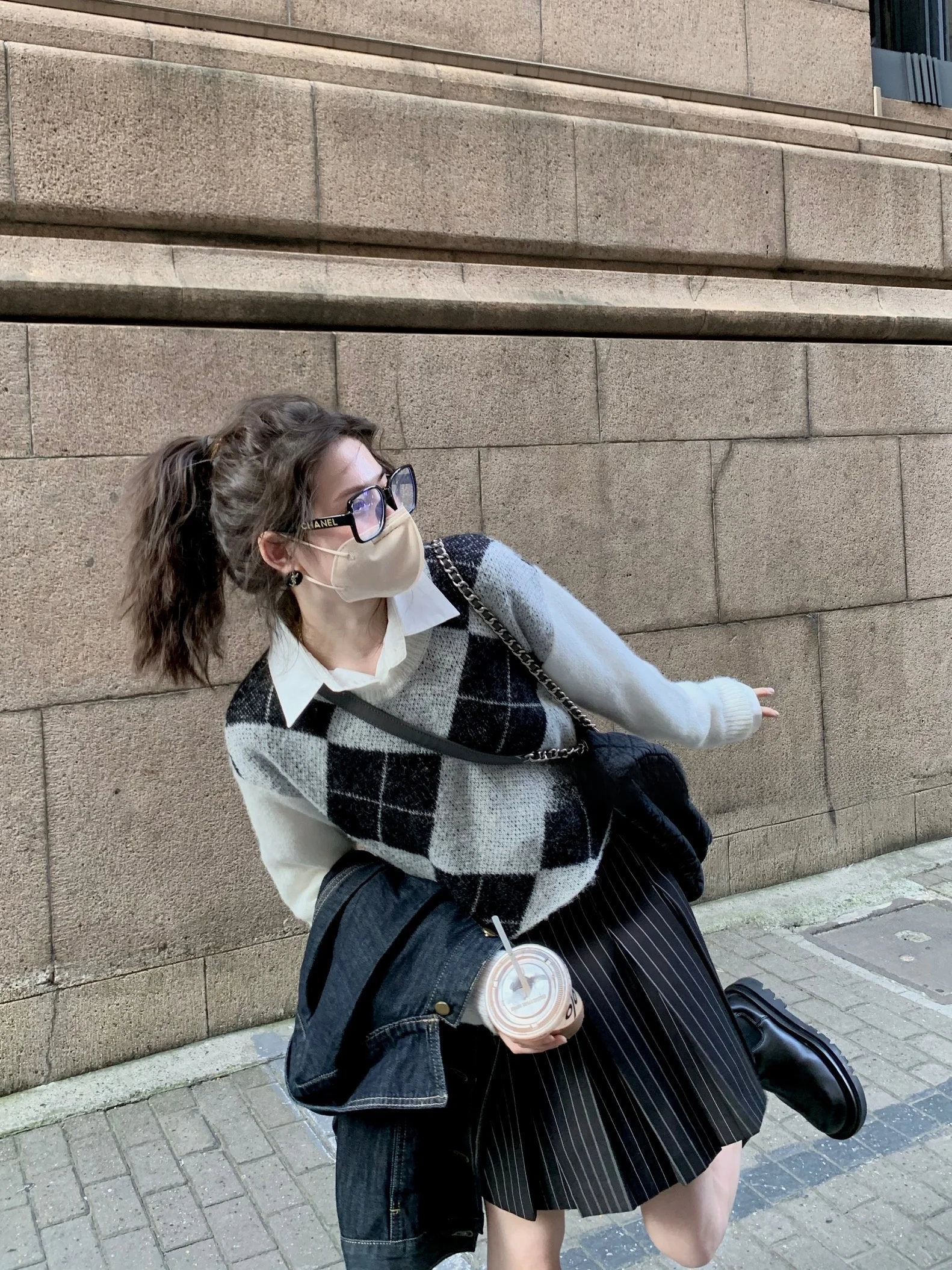 

Вязаный свитер в стиле ретро, с ромбовидным узором, осенняя новинка, теплый, с круглым вырезом, удлиненный, прямого кроя