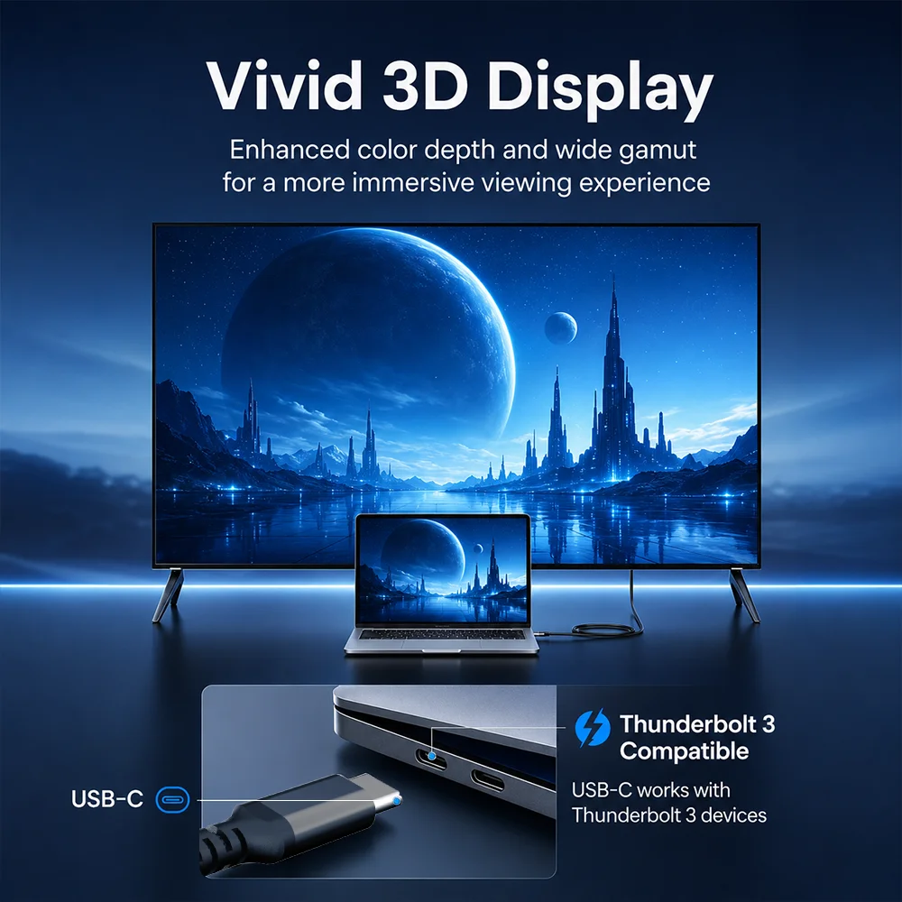 USB C to HDMI Cable 4K 60Hz Type C to HDMI Adapter Cable for Laptop TV Monitor MacBook Pro iPad Samsung GalaxyXPS