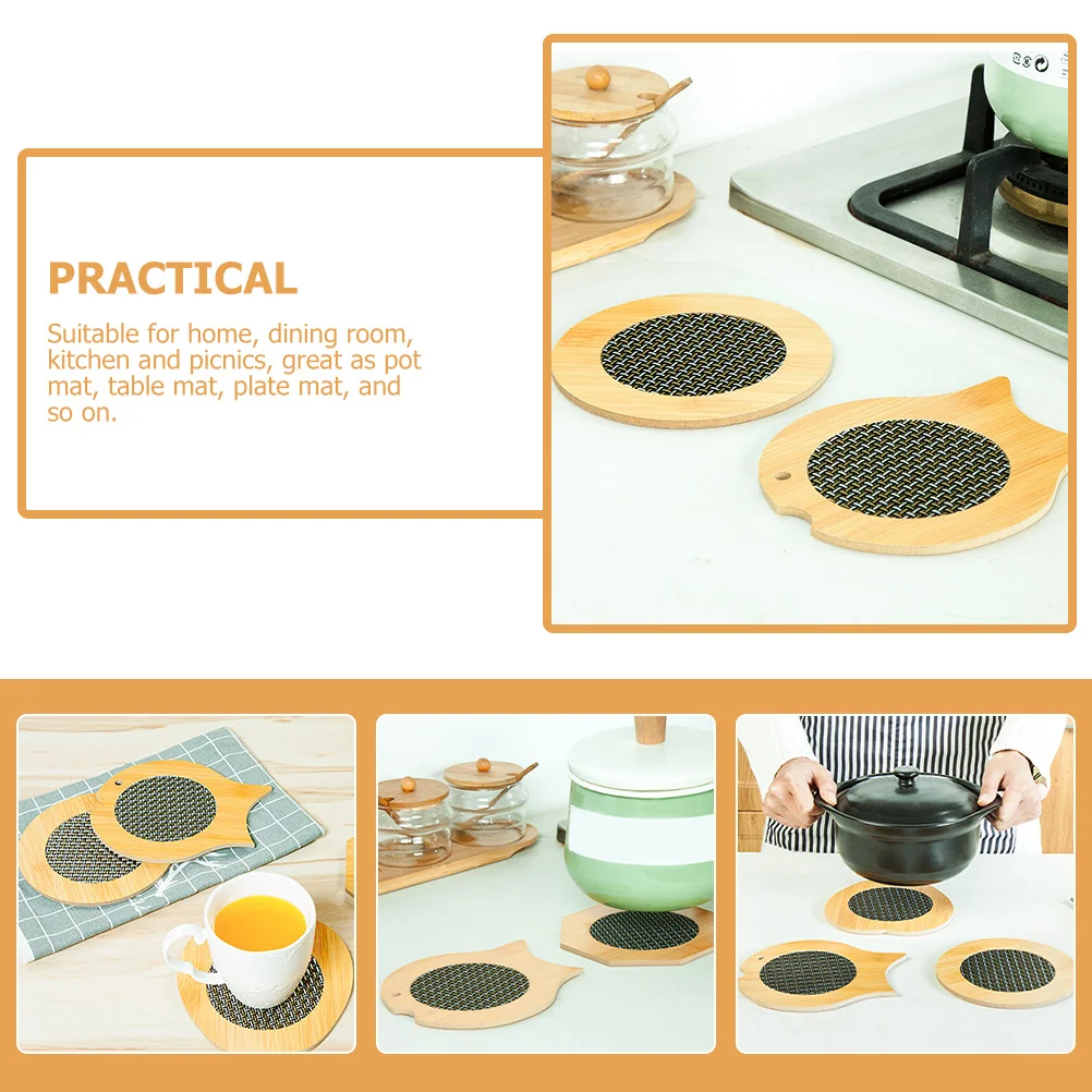 

4pcs Wooden Trivet Heat Resistant Bamboo Table Mat For Hot Pots Pans Kitchen Countertop Protection Large Farmhouse Coaster