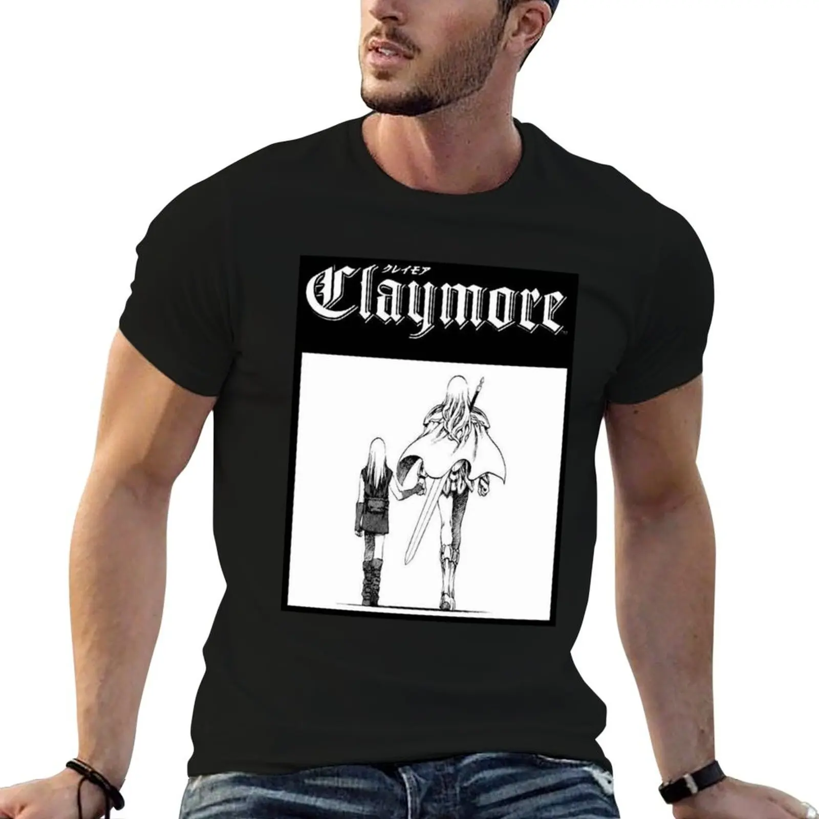 

package t-shirt Gift Manga man black Clare plain Claymore cotton T-Shirt Anime shirt t cotton Fan Young man for