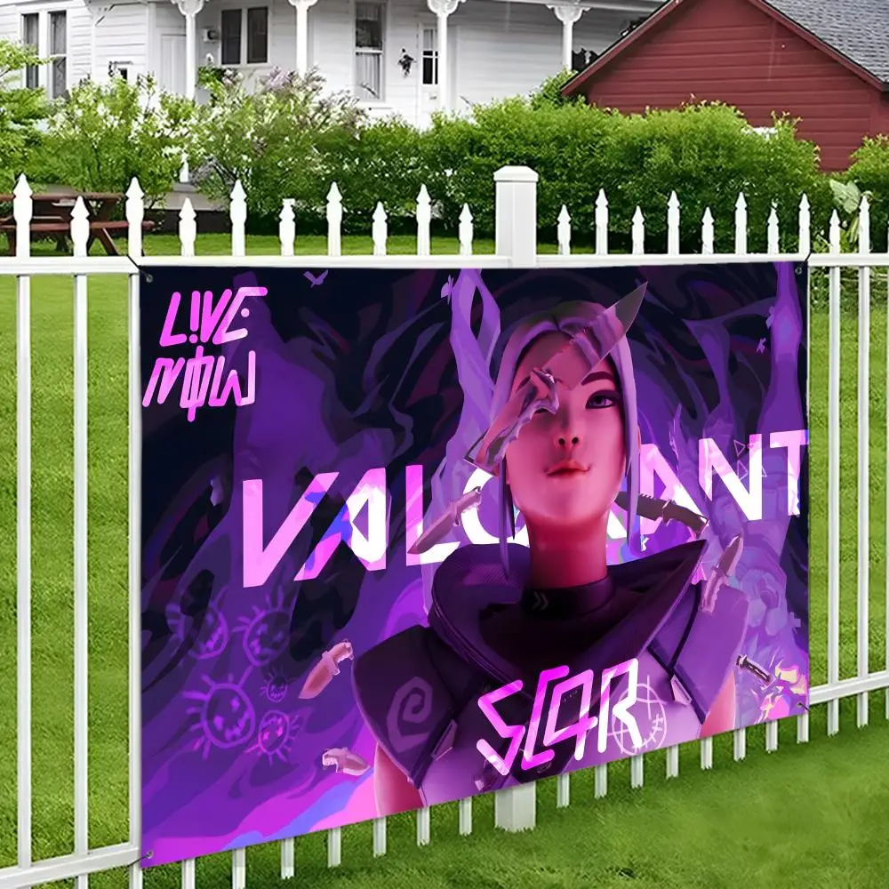game V-ValorantS cool Flags Aesthetic Wall Tapestry Printed Wall Hanging Living Room Party Outdoor Decor