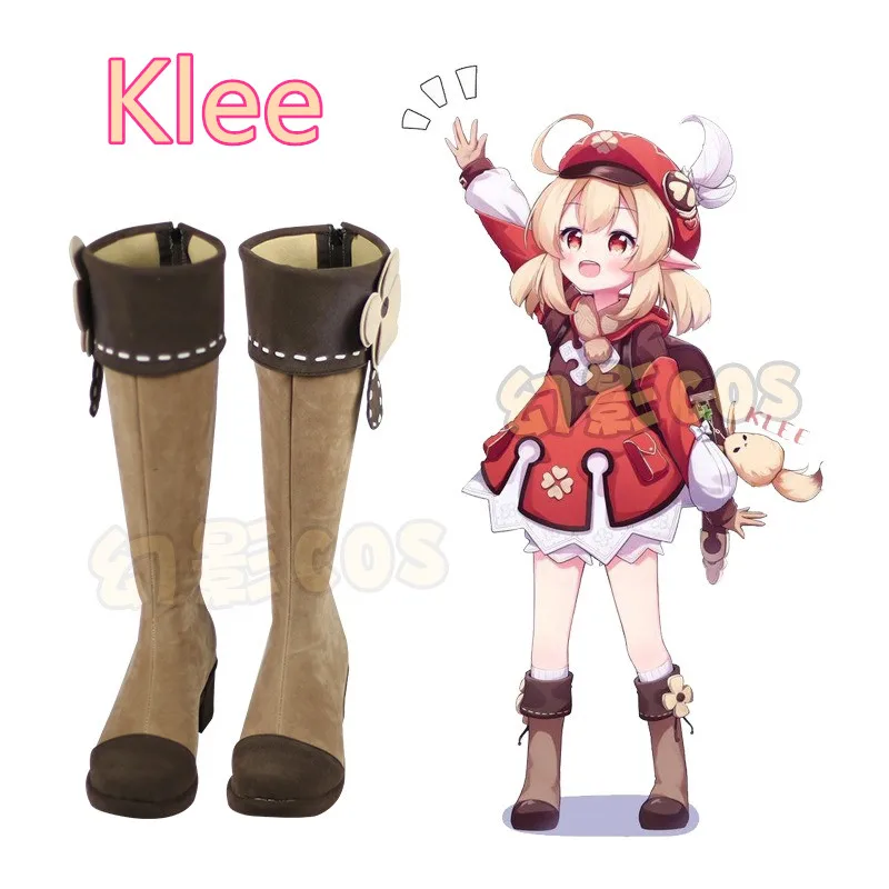

GENSHIN IMPACT Klee Обувь для косплея Сапоги из искусственной кожи ручной работы
