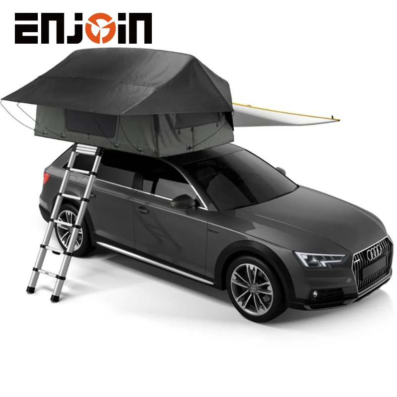 ENJOIN 2021 Spacious Black Oxford Soft Shell Roof  Tent Sleeps One Bedroom Four-Season Folds Compactly Triangular Roof Shape 2