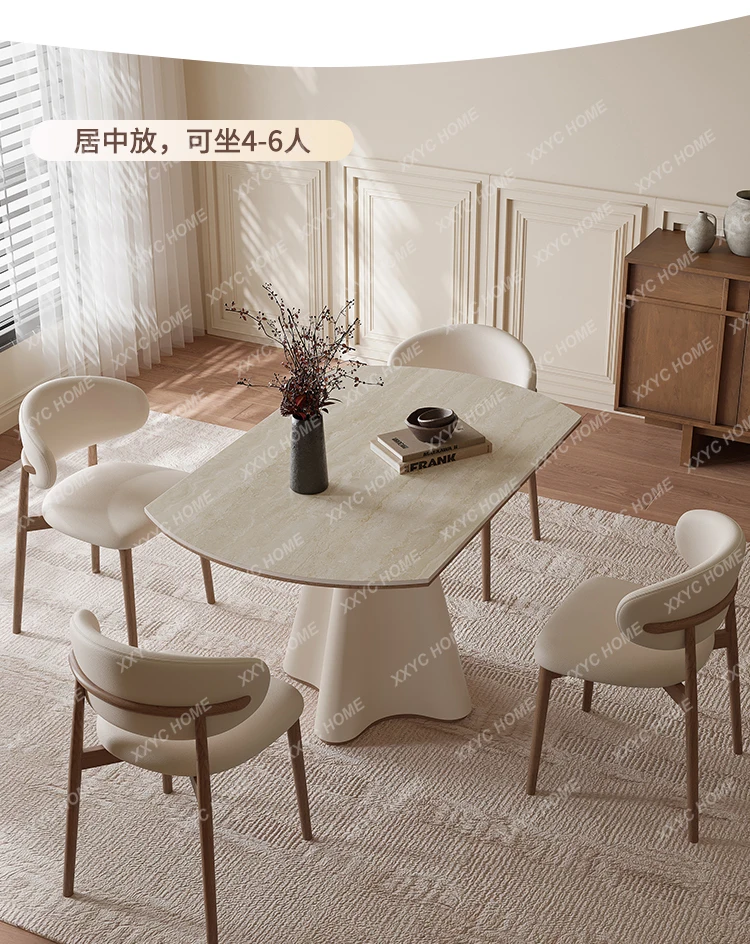 

Cream Wind Tunnel Stone Slate Telescopic Dining Table Small Apartment Household Variable Round Table Dining Table A