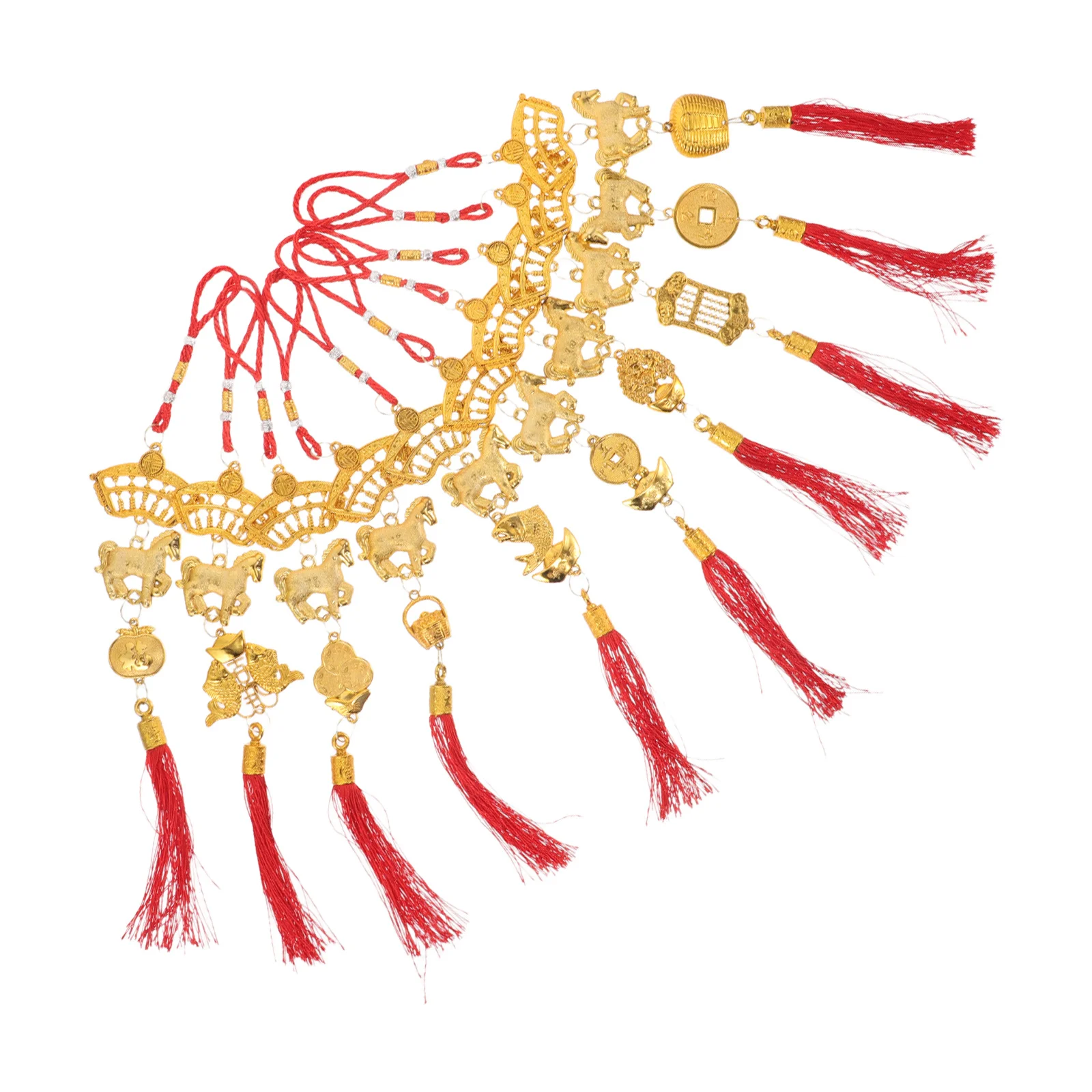 

10Pcs Chinese Knot Tassel Horse Year Hanging Decorations Red Fu Pendant Ornaments Lunar Festival Tree Charms Good Luck Symbol