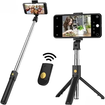 Taşınabilir Selfie sopa kablosuz Bluetooth Tripod katlanabilir parantez Xiaomi Huawei iPhone Samsung Smartphone Android iOS için tutucu