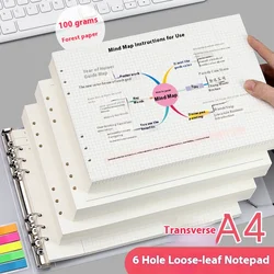 A4 Grid Notebook Mind Mapping Student Horizontal Loose-Leaf Book Daily Cornell Planner School Stationery Office Supplies