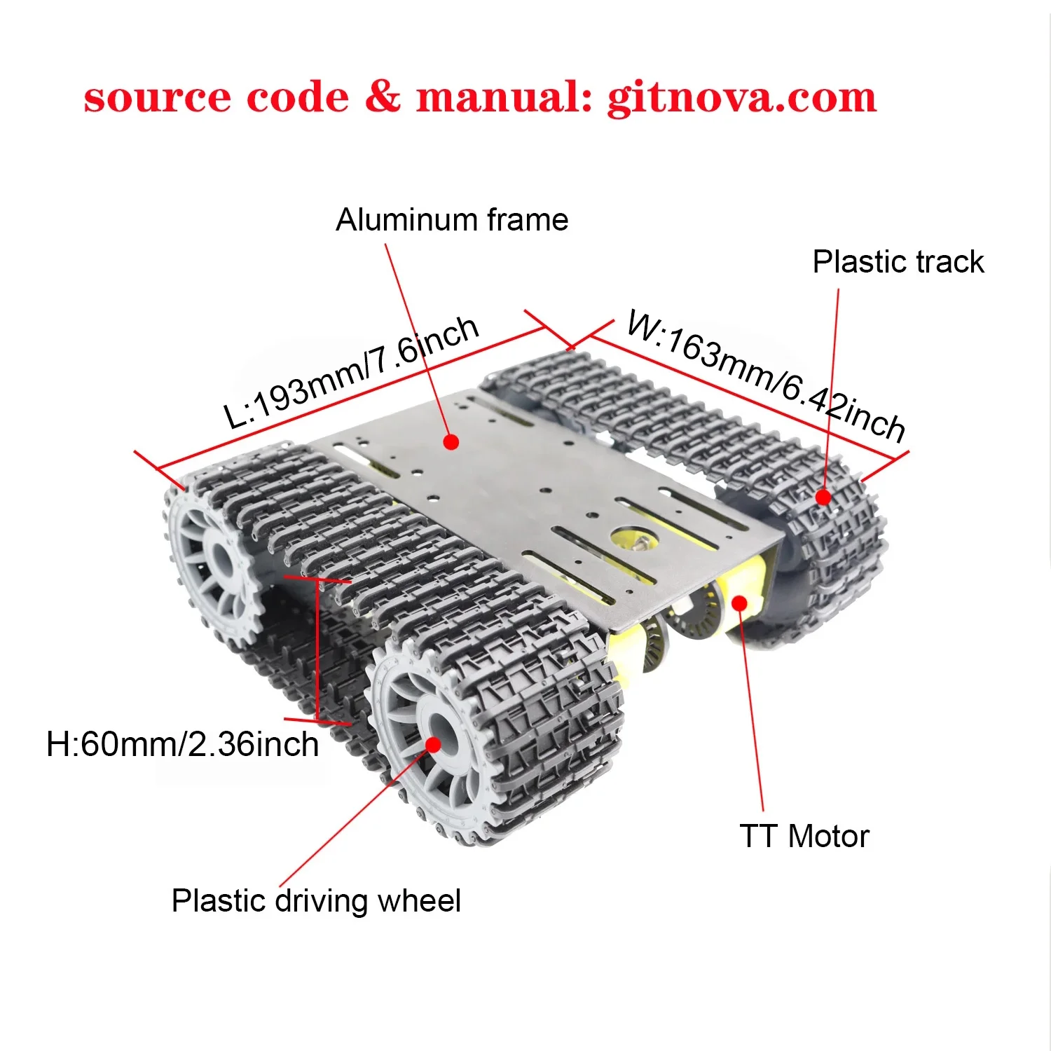 Robot Tracked Tank Car Chassis with 4PCS TT DC Motor Robotic Caterpillar Moving Crawler Platform Track for Arduion Raspberry Pie