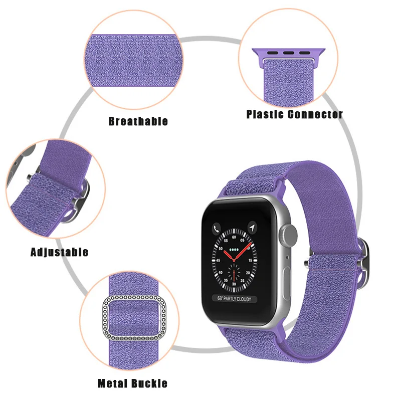 Cinturino in Nylon per cinturino Apple Watch 44mm 40mm 45mm 41mm 49mm 42mm bracciale regolabile da donna iWatch Series 9 Ultra 8 SE 7 6 5 4