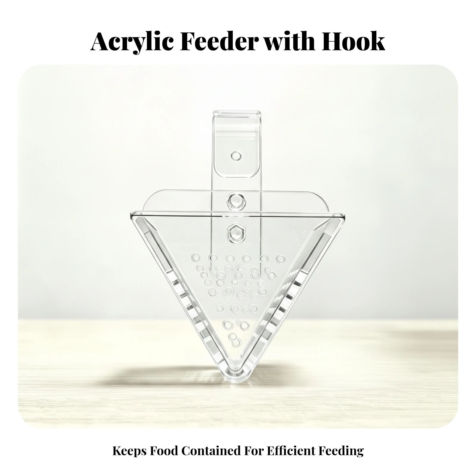 Acrylic Aquatic Pet Feeder with Hanging Clip Perforated Triangular Aquarium Feeder Feeding Control Long-Lasting